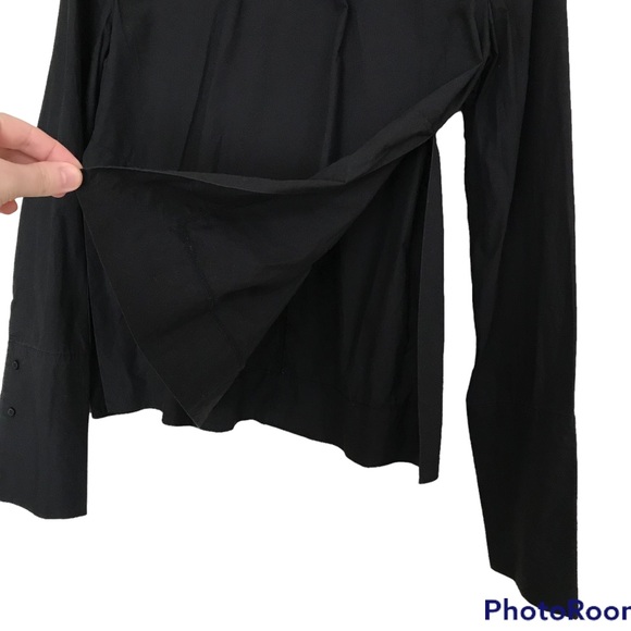 OAK + FORT Black Boxy Fit Shirt With High Side Slits - Picture 4 of 13